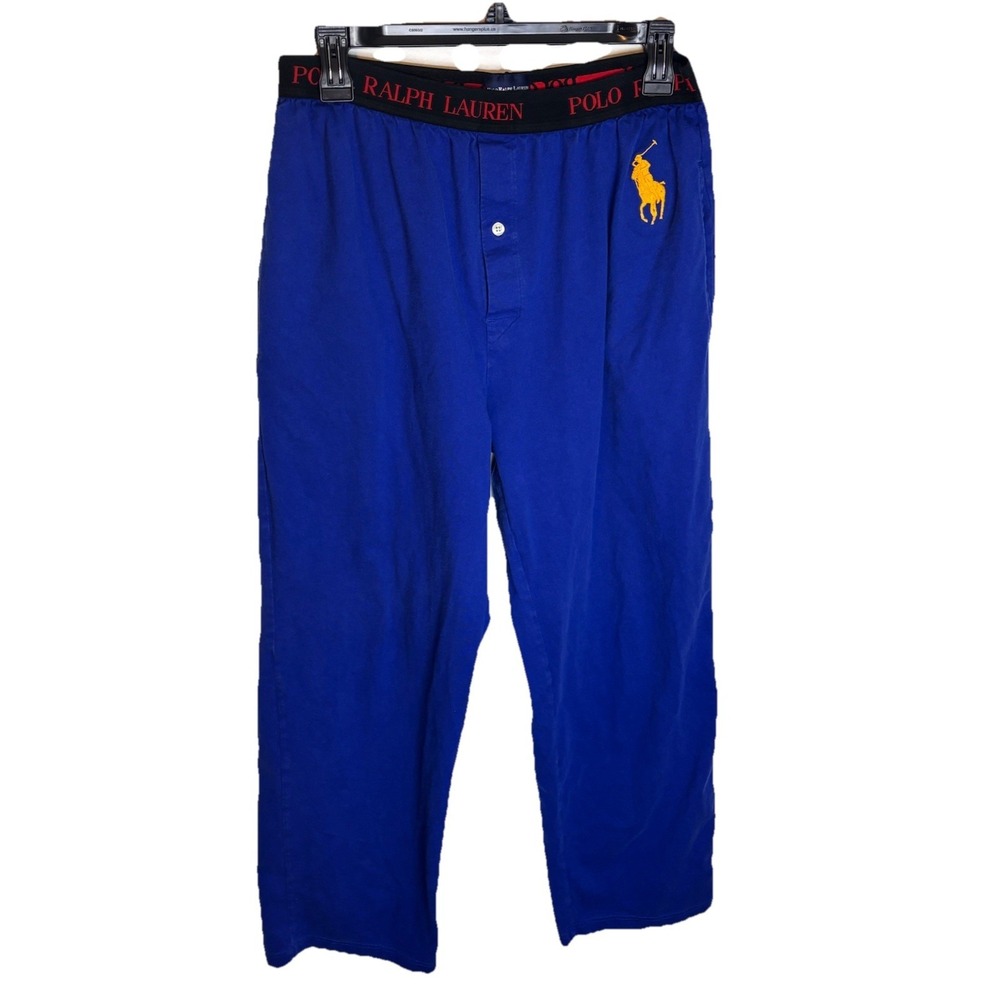 POLO RALPH LAUREN Mens Sleepwear Pajama Blue Yellow Logo Size Medium